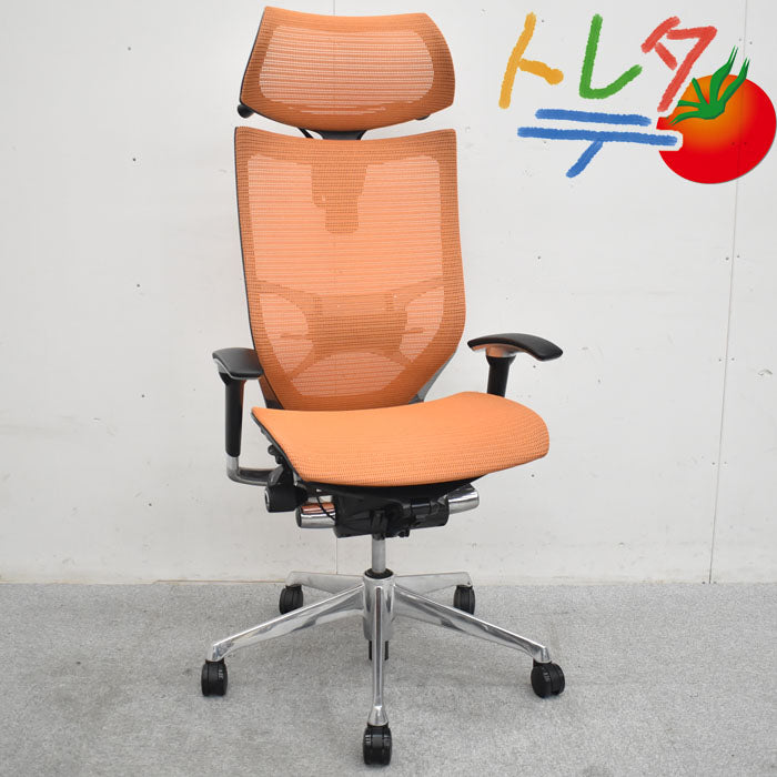 オカムラ バロン エクストラハイバック 可動ヘッドレスト 可動肘 ランバーサポート ポリッシュ ハンガー 2023062407【中古オフィス家具】【中古】