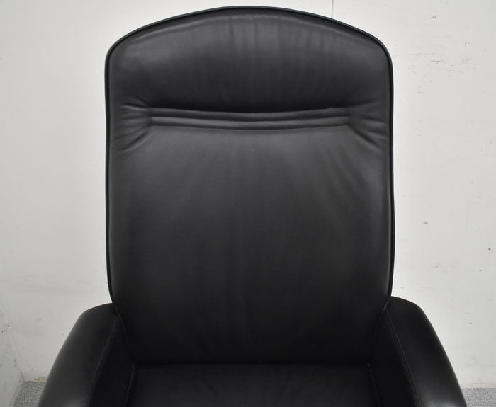 オカムラ KCシリーズ エグゼクティブチェア 総革張り ブラック 2023062603【中古オフィス家具】【中古】