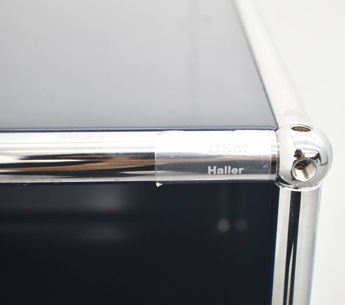 USM Haller ハラーシステム １列２段　ライトグレー　ネイビー　2023070405【中古オフィス家具】【中古】