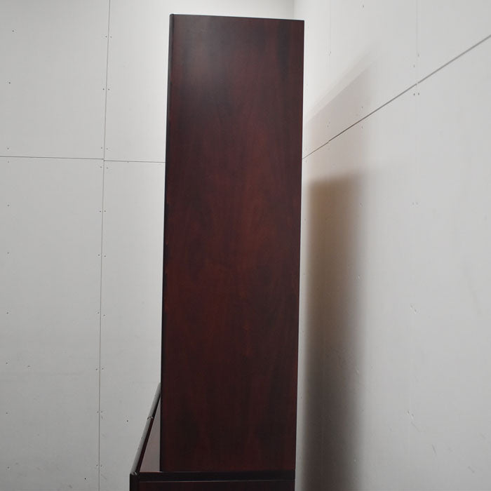 デューロン 高級役員用書棚 飾り棚 ガラス棚 照明付 ローズウッド W1830 2023070503【中古オフィス家具】【中古】