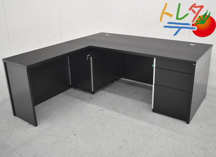 イトーキ X15シリーズ 役員用L型デスク+3段ワゴンセット W1800 2023072504【中古オフィス家具】【中古】
