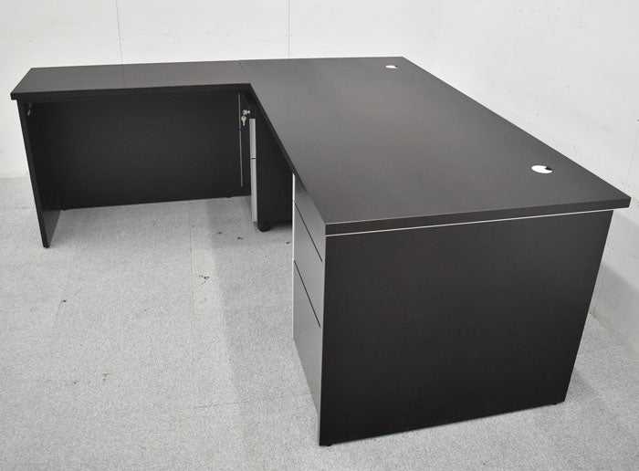 イトーキ X15シリーズ 役員用L型デスク+3段ワゴンセット W1800 2023072504【中古オフィス家具】【中古】