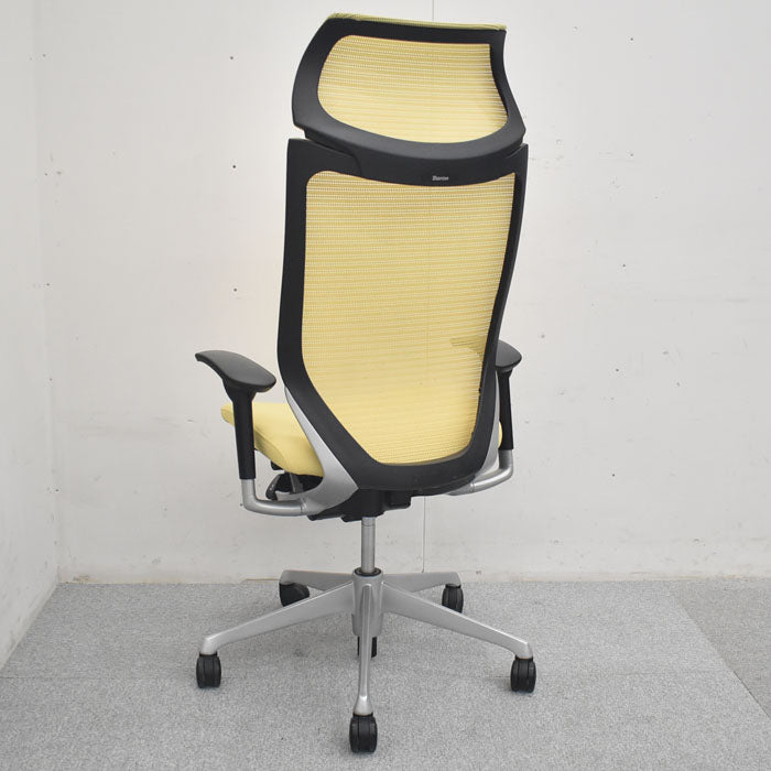 オカムラ バロン エクストラハイバック 固定ヘッドレスト 可動肘 シルバーフレーム(肘パット新品交換済) 2023080701【中古オフィス家具】【中古】