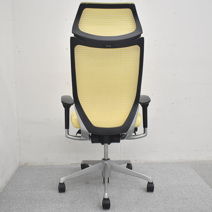 オカムラ バロン エクストラハイバック 固定ヘッドレスト 可動肘 シルバーフレーム(肘パット新品交換済) 2023080701【中古オフィス家具】【中古】