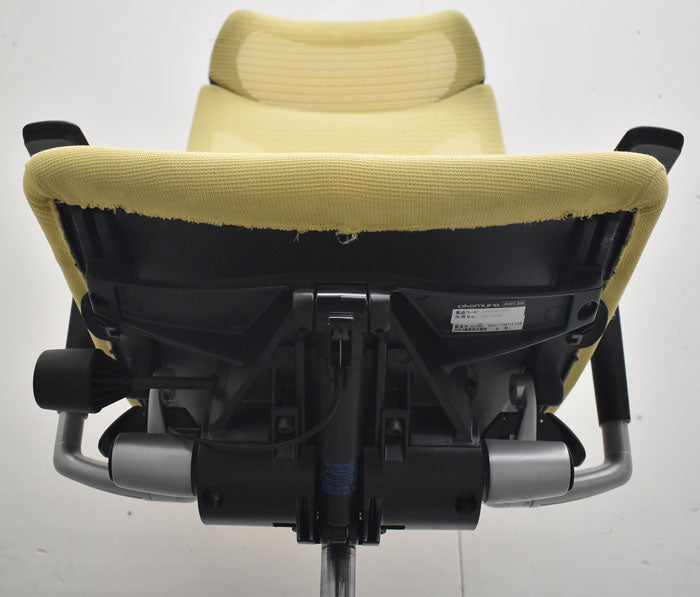 オカムラ バロン エクストラハイバック 固定ヘッドレスト 可動肘 シルバーフレーム(肘パット新品交換済) 2023080702【中古オフィス家具】【中古】