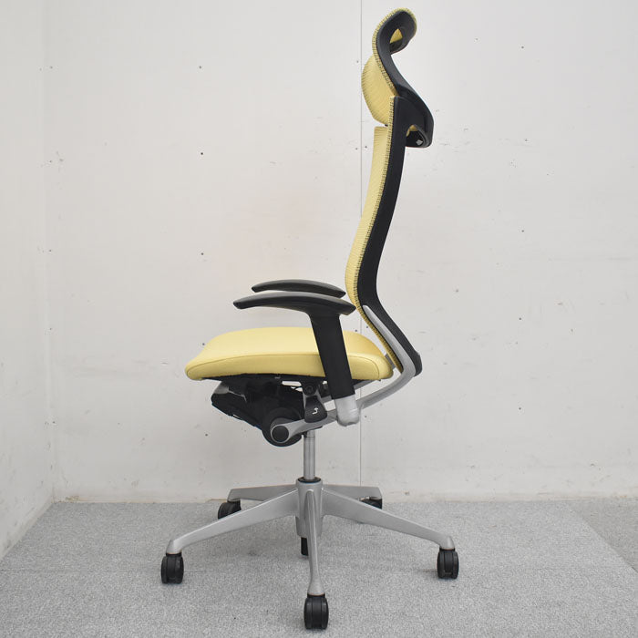 オカムラ バロン エクストラハイバック 固定ヘッドレスト 可動肘 シルバーフレーム(肘パット新品交換済) 2023080702【中古オフィス家具】【中古】