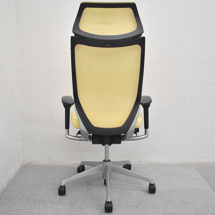 オカムラ バロン エクストラハイバック 固定ヘッドレスト 可動肘 シルバーフレーム(肘パット新品交換済) 2023080702【中古オフィス家具】【中古】