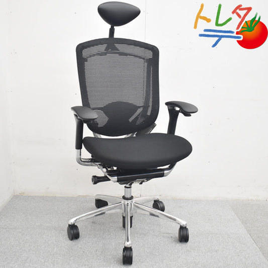 オカムラ コンテッサ ヘッドレスト 可動肘 ランバーサポート ポリッシュ 2023080705【中古オフィス家具】【中古】