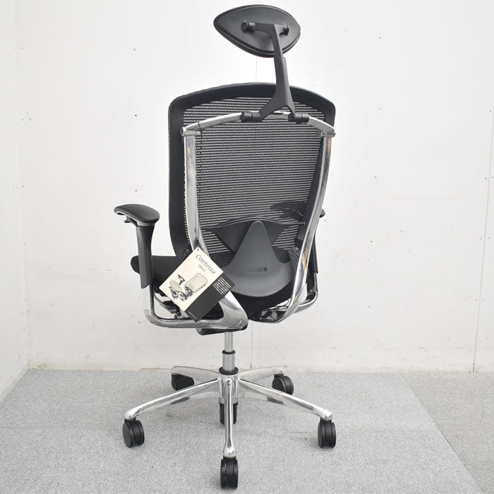 オカムラ コンテッサ ヘッドレスト 可動肘 ランバーサポート ポリッシュ 2023080705【中古オフィス家具】【中古】