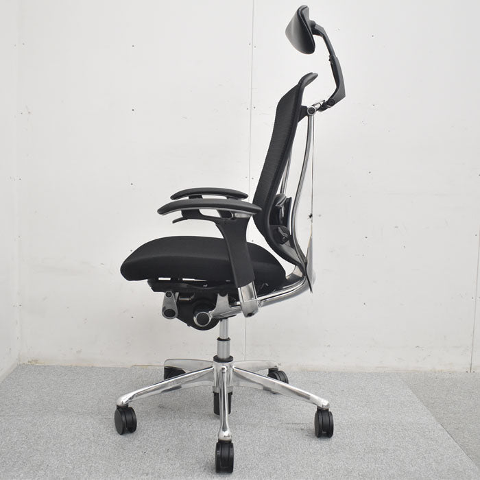 オカムラ コンテッサ ヘッドレスト 可動肘 ランバーサポート ポリッシュ 2023080705【中古オフィス家具】【中古】