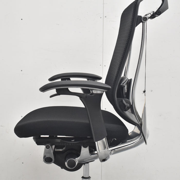 オカムラ コンテッサ ヘッドレスト 可動肘 ランバーサポート ポリッシュ 2023080705【中古オフィス家具】【中古】