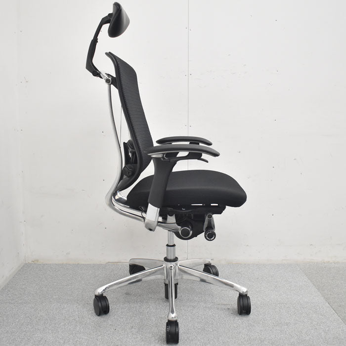 オカムラ コンテッサ ヘッドレスト 可動肘 ランバーサポート ポリッシュ 2023080705【中古オフィス家具】【中古】