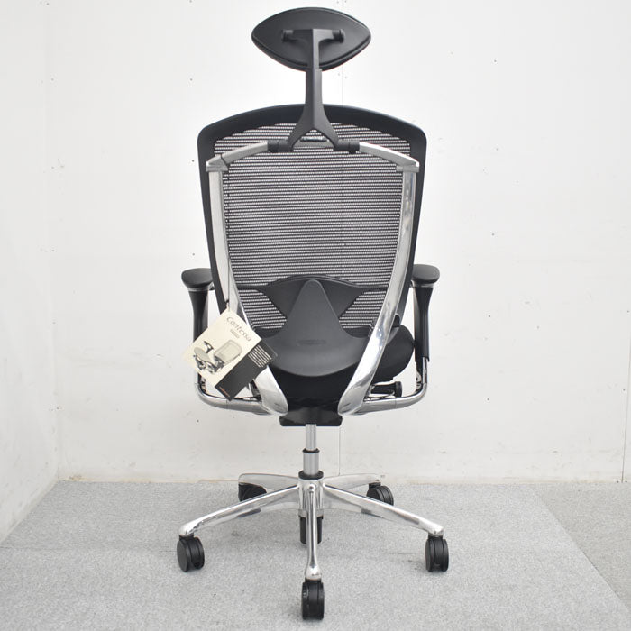 オカムラ コンテッサ ヘッドレスト 可動肘 ランバーサポート ポリッシュ 2023080705【中古オフィス家具】【中古】