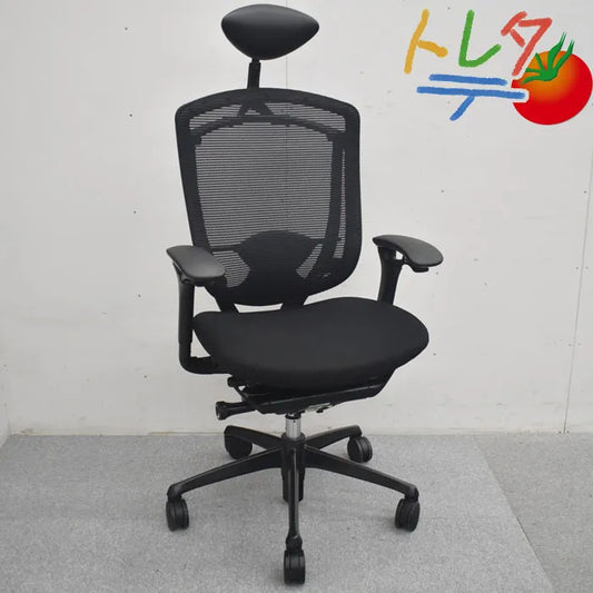 オカムラ コンテッサ ヘッドレスト 可動肘 ランバーサポート ポリッシュ 2023080801【中古オフィス家具】【中古】