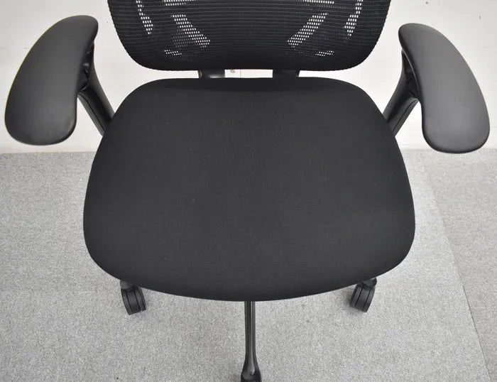 オカムラ コンテッサ ヘッドレスト 可動肘 ランバーサポート ポリッシュ 2023080801【中古オフィス家具】【中古】
