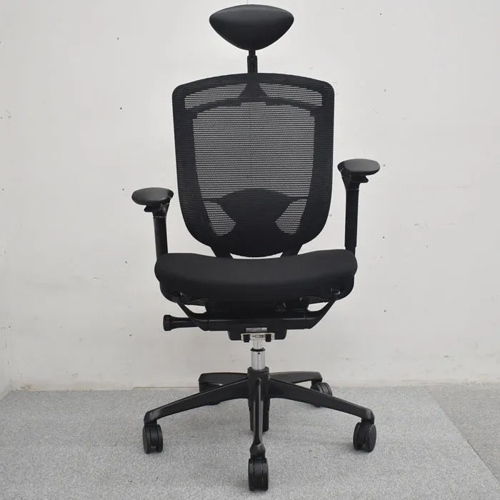 オカムラ コンテッサ ヘッドレスト 可動肘 ランバーサポート ポリッシュ 2023080801【中古オフィス家具】【中古】