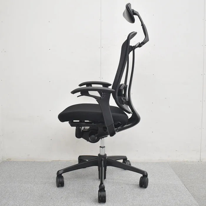 オカムラ コンテッサ ヘッドレスト 可動肘 ランバーサポート ポリッシュ 2023080801【中古オフィス家具】【中古】
