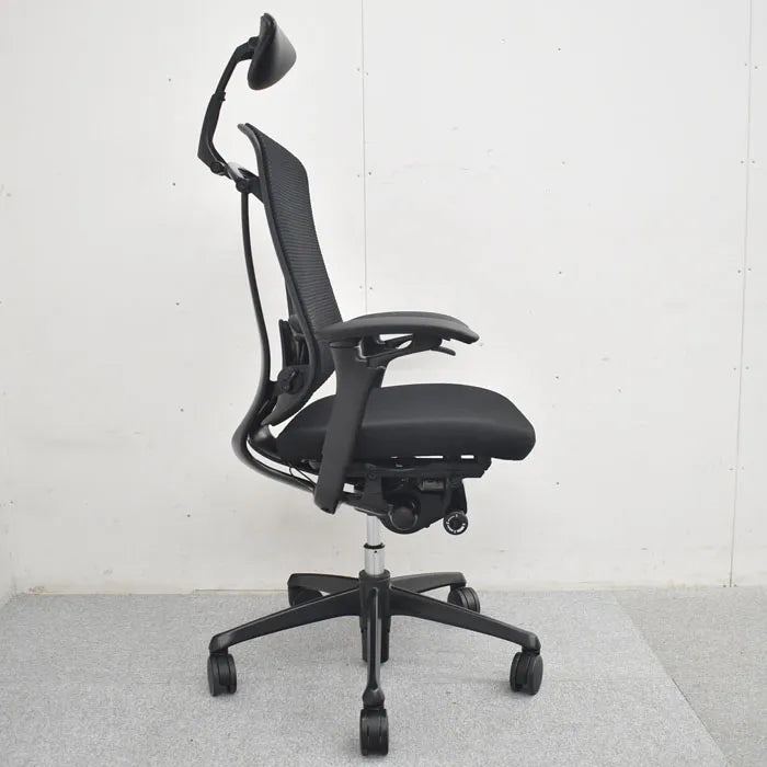 オカムラ コンテッサ ヘッドレスト 可動肘 ランバーサポート ポリッシュ 2023080801【中古オフィス家具】【中古】