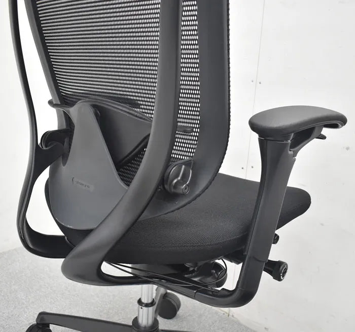オカムラ コンテッサ ヘッドレスト 可動肘 ランバーサポート ポリッシュ 2023080801【中古オフィス家具】【中古】