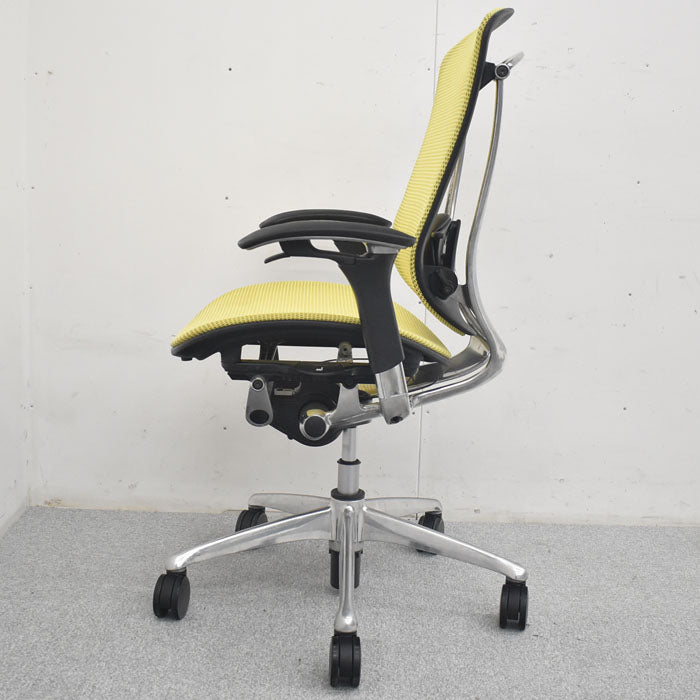 オカムラ コンテッサ 可動肘 ランバーサポート アルミポリッシュ 2023081904【中古オフィス家具】【中古】