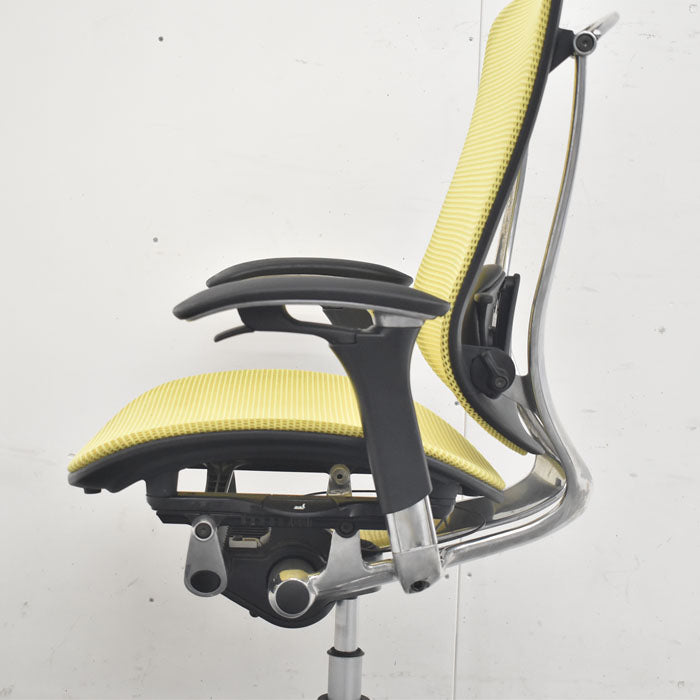 オカムラ コンテッサ 可動肘 ランバーサポート アルミポリッシュ 2023081904【中古オフィス家具】【中古】