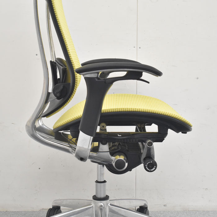 オカムラ コンテッサ 可動肘 ランバーサポート アルミポリッシュ 2023081904【中古オフィス家具】【中古】