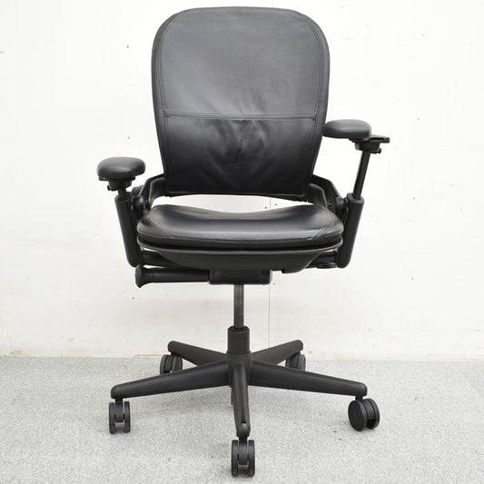 スチールケース Steelcase リープチェア Aタイプ 可動肘 革張り 2023092502【中古オフィス家具】【中古】