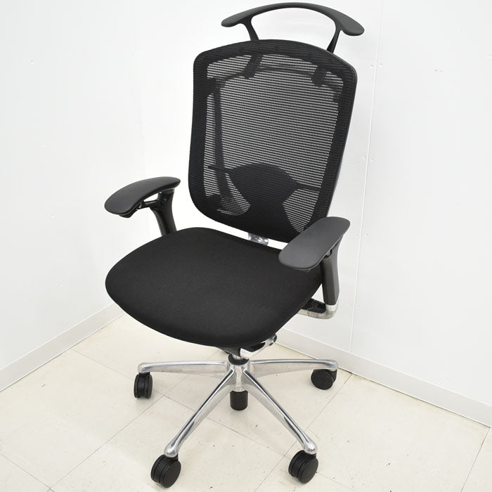 オカムラ コンテッサ ランバーサポート ハンガー ポリッシュ 可動肘 2023101302【中古オフィス家具】【中古】