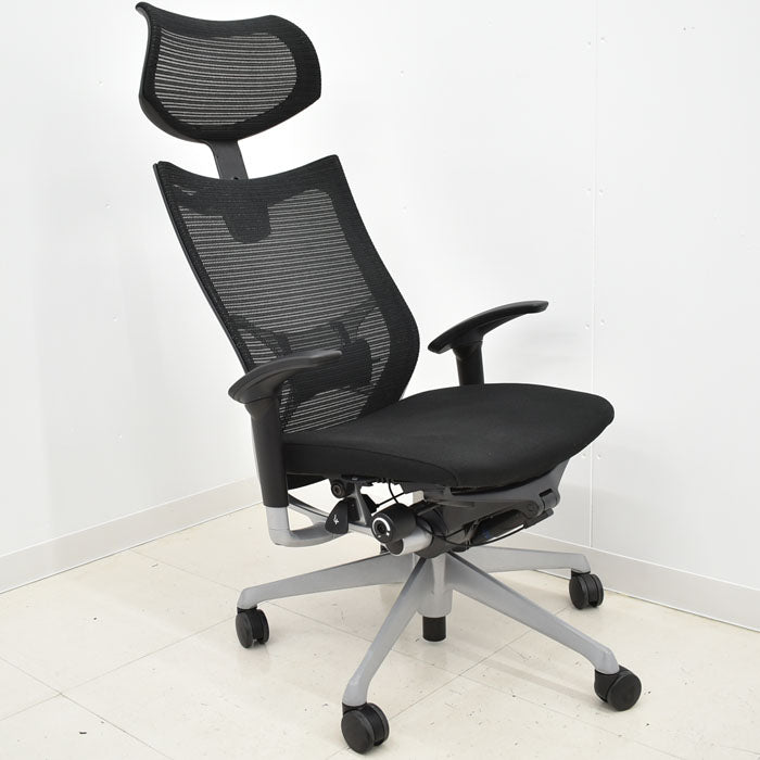 オカムラ バロン エクストラハイバック 可動肘(新型肘パット)可動ヘッドレスト 2023101605【中古オフィス家具】【中古】