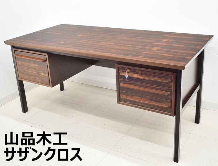 【中古】山品木工　ローズウッドコレクション　サザンクロス　両袖デスク　W1600　2023101703【中古オフィス家具】