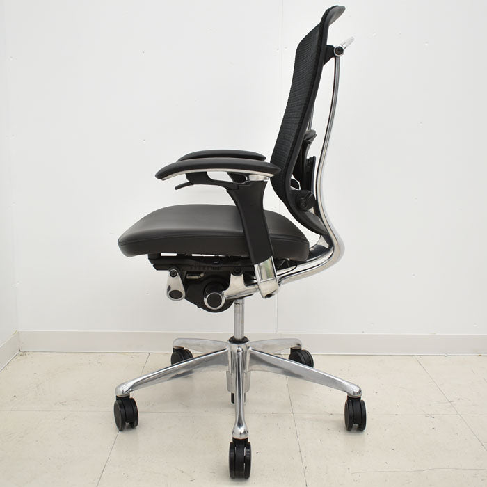 【中古】オカムラ コンテッサ 可動肘(肘パット新品)ランバーサポート アルミポリッシュ 2023102404【中古オフィス家具】