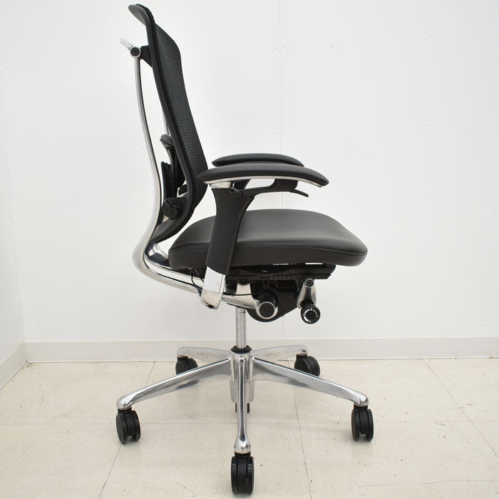 【中古】オカムラ コンテッサ 可動肘(肘パット新品)ランバーサポート アルミポリッシュ 2023102404【中古オフィス家具】