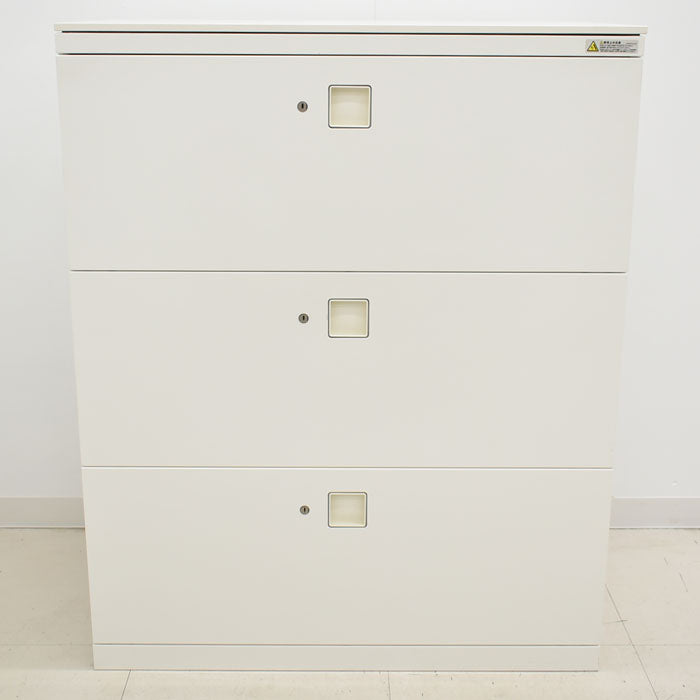 【中古】オカムラ レクトライン 3段ラテラルキャビネット 天板付 W900 2023103001【中古オフィス家具】