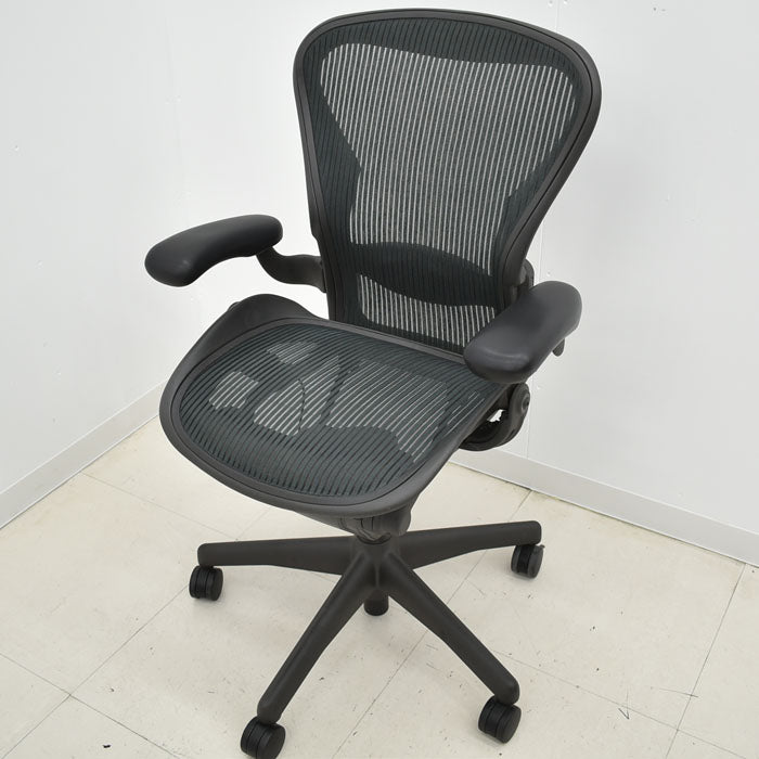 ハーマン・ミラー アーロンチェア Bサイズ スタンダード ランバーサポート ダークグリーン 2023082202【中古オフィス家具】【中古】