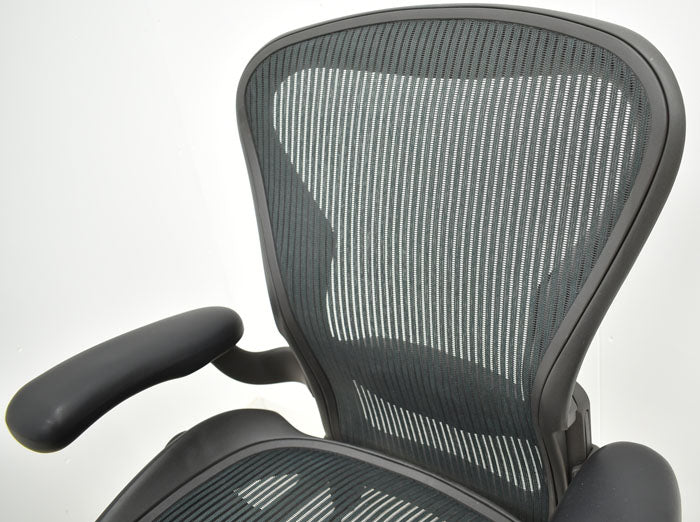 ハーマン・ミラー アーロンチェア Bサイズ スタンダード ランバーサポート ダークグリーン 2023082202【中古オフィス家具】【中古】