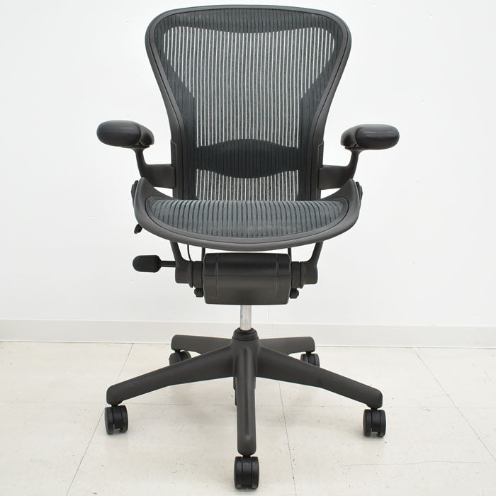 ハーマン・ミラー アーロンチェア Bサイズ スタンダード ランバーサポート ダークグリーン 2023082202【中古オフィス家具】【中古】
