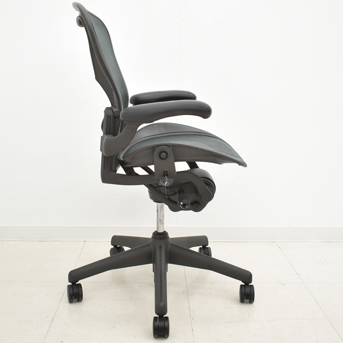 ハーマン・ミラー アーロンチェア Bサイズ スタンダード ランバーサポート ダークグリーン 2023082202【中古オフィス家具】【中古】
