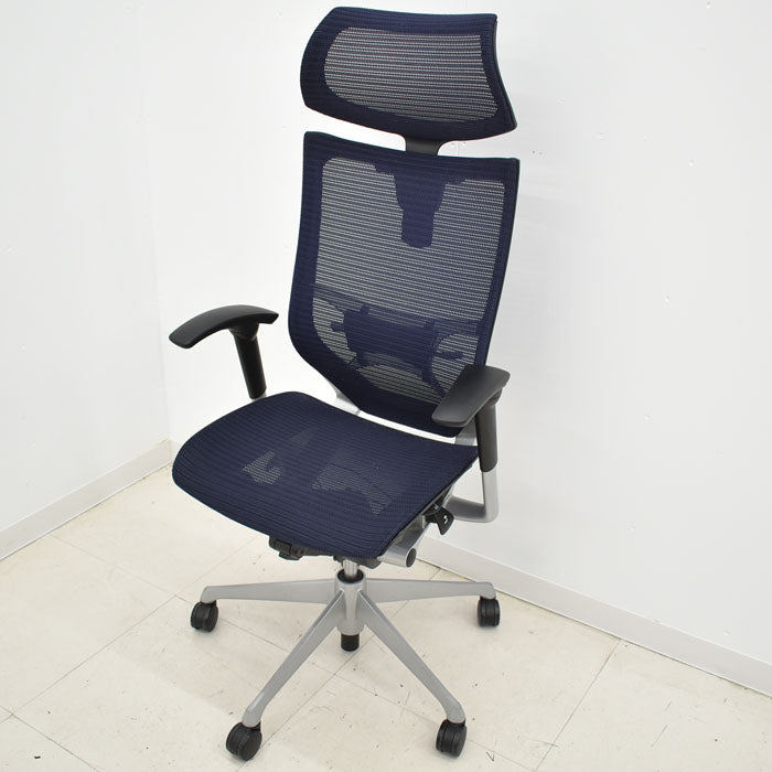 【中古】 オカムラ バロン エクストラハイバック 可動ヘッドレスト 可動肘(新型肘パット)ランバーサポート シルバー脚 2023112203 【中古オフィス家具】