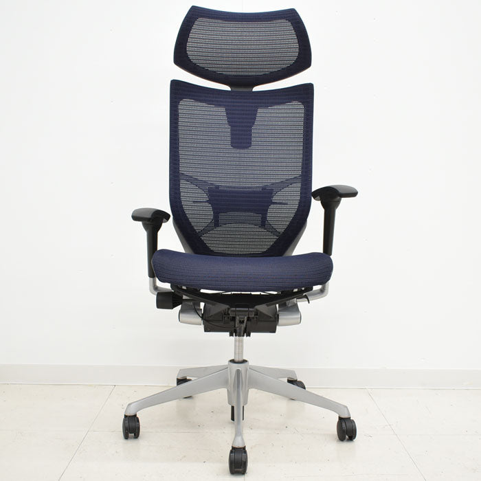 【中古】 オカムラ バロン エクストラハイバック 可動ヘッドレスト 可動肘(新型肘パット)ランバーサポート シルバー脚 2023112203 【中古オフィス家具】