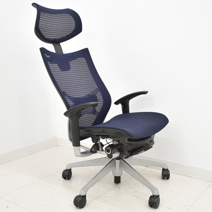 【中古】 オカムラ バロン エクストラハイバック 可動ヘッドレスト 可動肘(新型肘パット)ランバーサポート シルバー脚 2023112203 【中古オフィス家具】