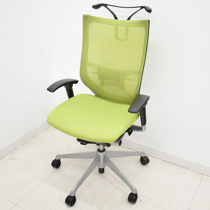 【中古】オカムラ バロン ハイバック 可動肘(肘パット新品)ランバーサポート ハンガー シルバー脚 2023122501【中古オフィス家具】