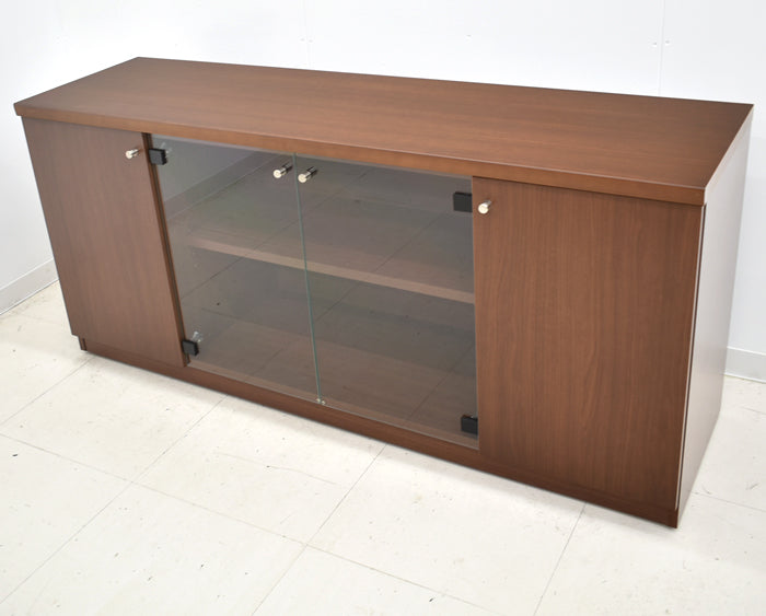 【中古】オカムラ EX-38 クレデンザ サイドボード ガラス扉 W1600 2024010502【中古オフィス家具】