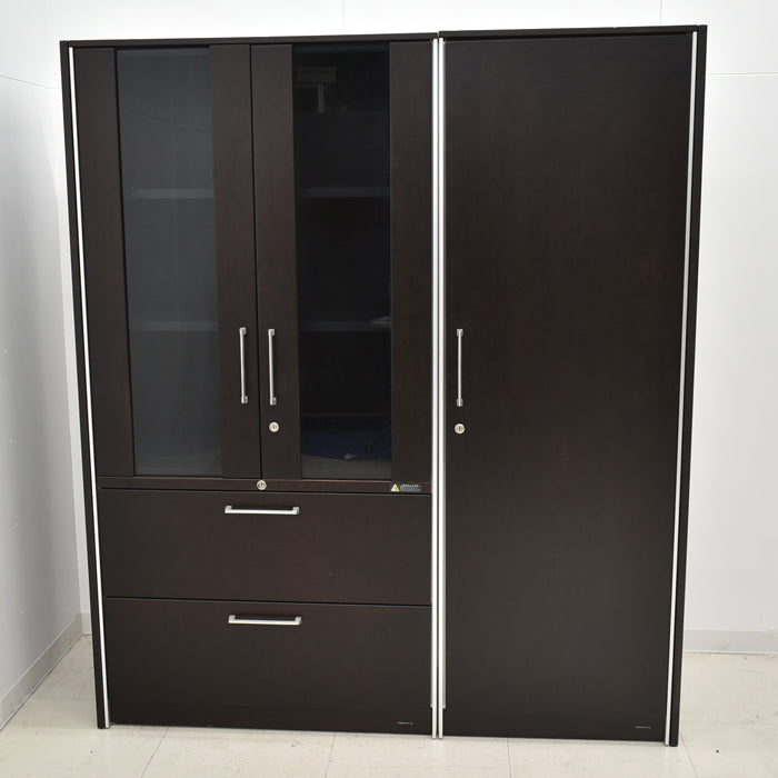 【中古】オカムラ マスターラインII 両開き書庫+ワードローブセット W1840 2024013001【中古オフィス家具】