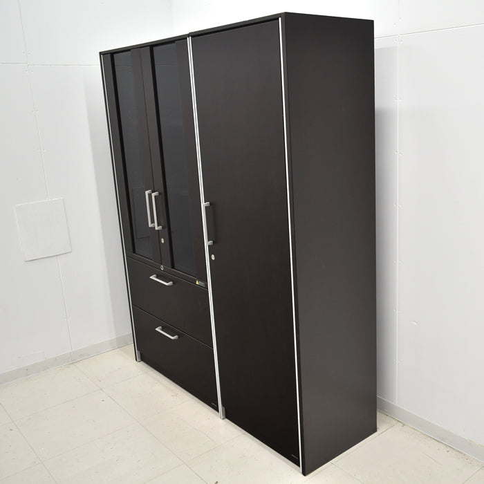 【中古】オカムラ マスターラインII 両開き書庫+ワードローブセット W1840 2024013001【中古オフィス家具】