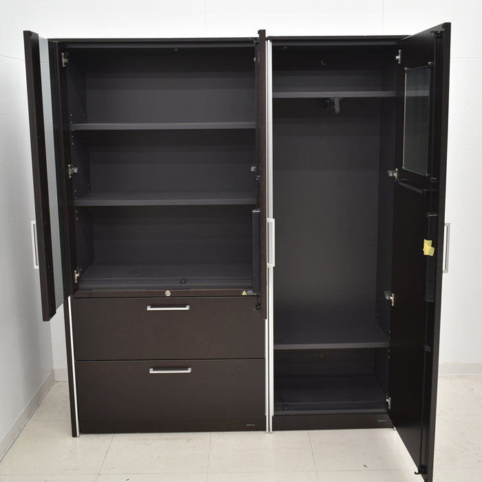 【中古】オカムラ マスターラインII 両開き書庫+ワードローブセット W1840 2024013001【中古オフィス家具】