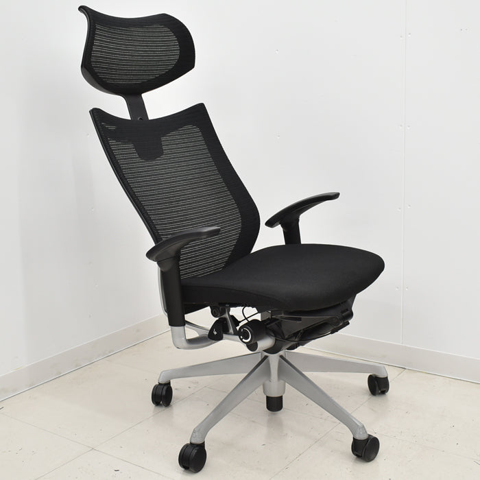 【中古】オカムラ バロン エクストラハイバック 可動ヘッドレスト 可動肘(新型肘パット) 2024020301【中古オフィス家具】