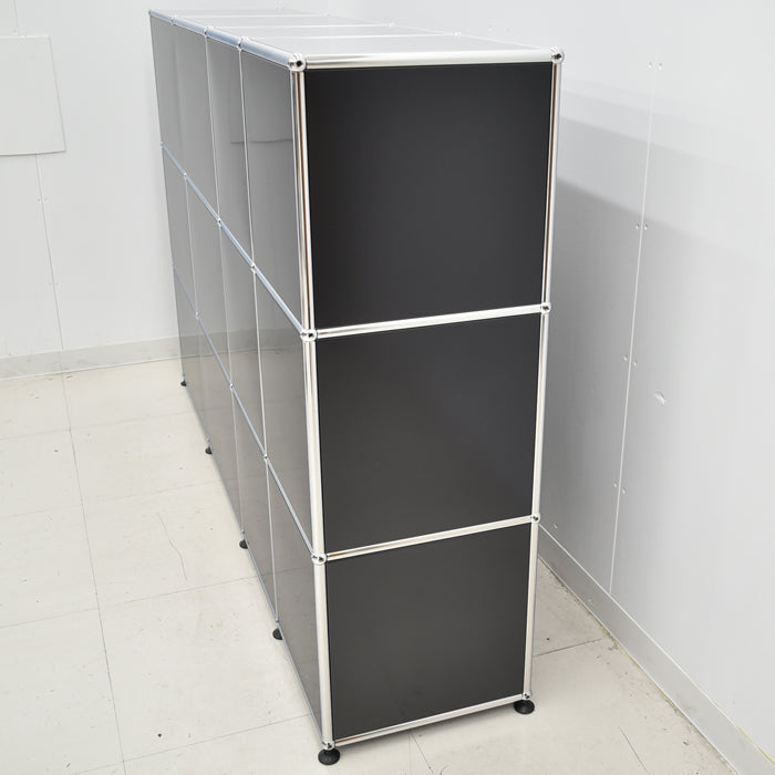 【中古】USM Haller ハラーキャビネット 4列3段 ブラック 2024020803【中古オフィス家具】