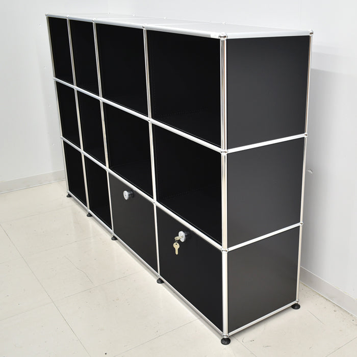 【中古】USM Haller ハラーキャビネット 4列3段 ブラック 2024020803【中古オフィス家具】