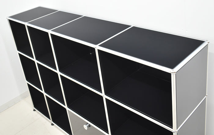 【中古】USM Haller ハラーキャビネット 4列3段 ブラック 2024020803【中古オフィス家具】