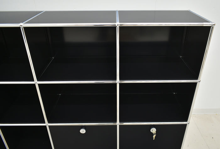 【中古】USM Haller ハラーキャビネット 4列3段 ブラック 2024020803【中古オフィス家具】